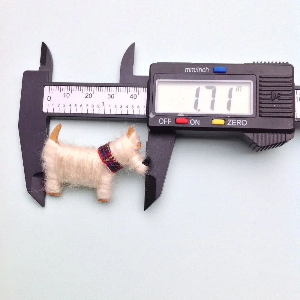 Artisan Brooch Scottish Shetland Wool, Tartan Plaid + Wood Scottie Terrier Dog